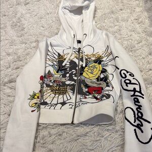 ED HARDY White Graphic Women's Jacket